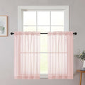 Cafe Curtains 36 Inch Length Tier 2 Pieces, Modern Soft Airy Sheer Kitchen Short Curtains for Small Window, Rod Pocket Small Curtain for Bathroom Basement, Blush, Each, 42" Wx36 L Inches