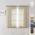 Lecloud Taupe Sheer Curtains 54 Inch Length 2 Panels Set, Balance Light & Privacy Solid Voile Curtains for Living Room Bedroom, Dual Rod Pockets Cafe Kitchen Window Drapes, 40x54 Inches