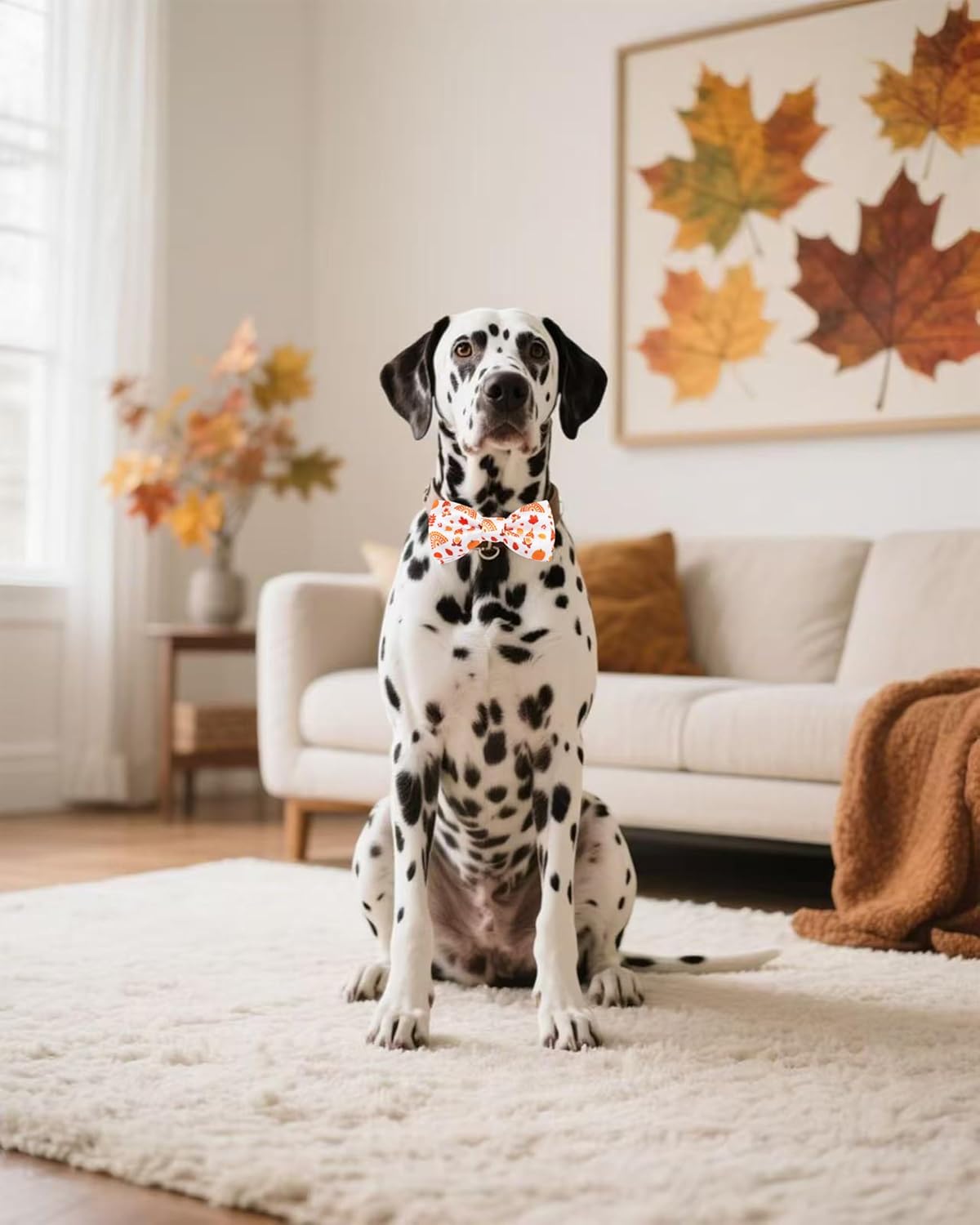 PET SHOW 10 Pack Fall Big Dog Bow Ties for Large Medium Dogs Sliding Collar Attachments Autumn Bowties Pumpkin Maple Leaf Bowknots Holiday Party Pet Grooming Accessories(Large)