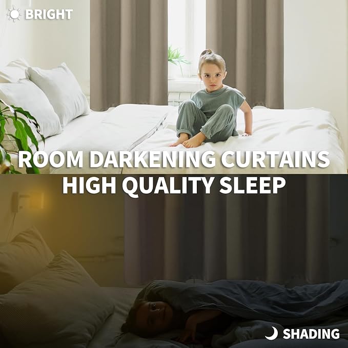 BGment Room Darkening Curtains 63 Inches Long - Grommet Thermal Insulated Drapes Window Treatment Curtains for Bedroom, 2 Panels, 52 x 63 Inch, Cocoa