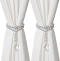 SUQ I OME 1 Pair of Luxury Pearl Beaded Magnetic Curtain Tieback and Holdback Curtain Clips Curtain Buckle Curtain Holder Blingbling Curtain Holdbacks for Drapes,Pearl