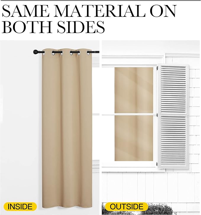NICETOWN Room Darkening Curtain Panels for Living Room, Thermal Insulated Grommet Room Darkening Draperies/Drapes for Window (Biscotti Beige, 2 Panels, W34 x L63 -Inch)