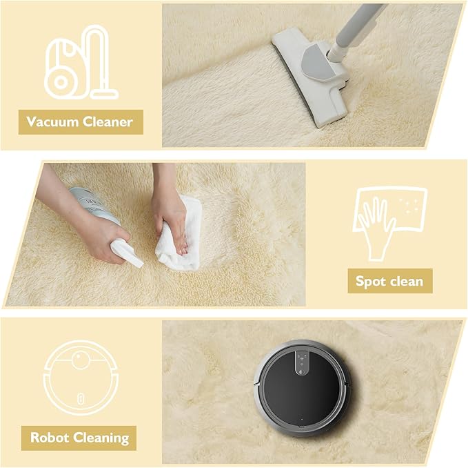 Shag Area Rug for Bedroom 5x8,Ivory Fluffy Area Rugs for Living Room,Soft Fuzzy Rug Non-Shedding Indoor Plush Carpet for Kids Bedroom Nursery Dorm Home Decor