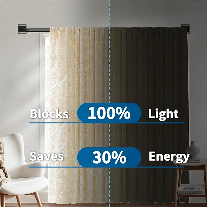 Black Curtain Rods for Windows 66-184 Inch(5.5-15.3ft) Heavy Duty Wrap Around Blackout Curtain Rods, Extra Long Adjustable Room Darkening Drapery Rod for Bedroom, Living Room & Outdoor Patio