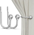 Hion Curtain Holdbacks Silver 2pcs, Curtain Tiebacks Wall Mounted Curtain Hooks Holders for Drapes