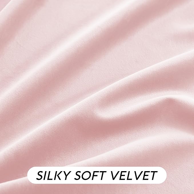 RYB HOME Pink Velvet Curtains 96 inches, Back Tab Soft Fabric Room Darkening Thermal Insulated Luxurious Home Decor Curtains for Living Room Bedroom, W 52" x L 96", 2 Panels Set