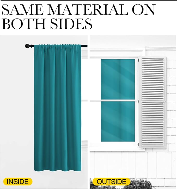 NICETOWN Peacock Blue Blackout Curtains Panels for Window, Thermal Insulated Rod Pocket Blackout Drapes/Draperies for Living Room (2 Panels, W34 x L45 inches)