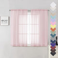 Lecloud Blush Sheer Curtains 54 Inches Long 2 Panels Set, Airy & Breathable Dual Rod Pocket Semi Voile Pink Sheer Curtain, Window Drapes for Bedroom/Living Room/Kitchen/Party Backdrop, 40W x 54L