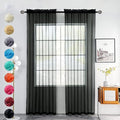youleyar Solid Sheer Rod Pocket Curtain Voile Draperies 2 Panels White Beige Black Grey Coffee 60 Inch Width 63 Inch Long 1 Pair for Kitchen Bedroom Children Living Room Yard(Black,60Wｘ63L)