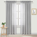 DWCN Grey Sheer Curtains Semi Transparent Voile Rod Pocket Curtains for Bedroom and Living Room, 52 x 95 inches Long, Set of 2 Panels