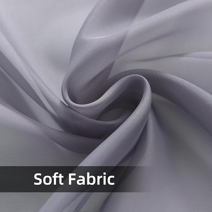 youleyar Solid Sheer Rod Pocket Curtain Voile Draperies 2 Panels White Beige Black Ivory Grey 26 Inch Width 40 Inch Long 1 Pair for Kitchen Bedroom Children Living Room Yard(Grey,26W x 40L)