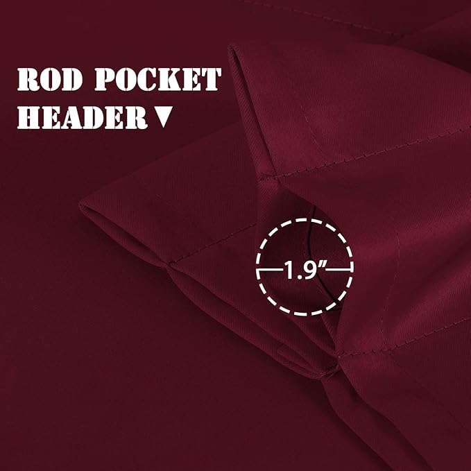H.VERSAILTEX Blackout Valances for Windows,Kitchen Valance Curtains for Living Room/Bedroom/Bathroom/Basement Privacy Rod Pocket, 4 Panels 52" W x 18,Burgundy