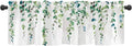 Watercolor Green Leaves Window Valance for Bedroom Living Room, Spring Summer Leaf Vine Plant Curtains Valanes for Windows, 3" Rod Pocket Window Treatment for Home Decorations, 54 x 18 Inch, 1 Pcs