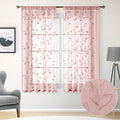 HOMEIDEAS Blush Pink Floral Sheer Curtains 63 Inches Long 2 Panels Embroidered Pattern Semi Sheer Window Curtains for Bedroom Living Room
