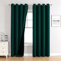 ChrisDowa 100% Blackout Curtains 80 inch Long for Bedroom with Black Liner, 2 Thick Layers Total Blackout Thermal Insulated Grommet Window Curtains 2 Panels Set (Forest Green, 52 x 80 Inch)