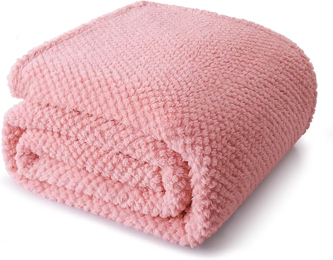 Whale Flotilla King Size Fuzzy Fleece Blanket for Bed, 90x104 Inch Fluffy Warm Soft Jacquard Blankets for All Season, Lightweight and Cozy, Pink