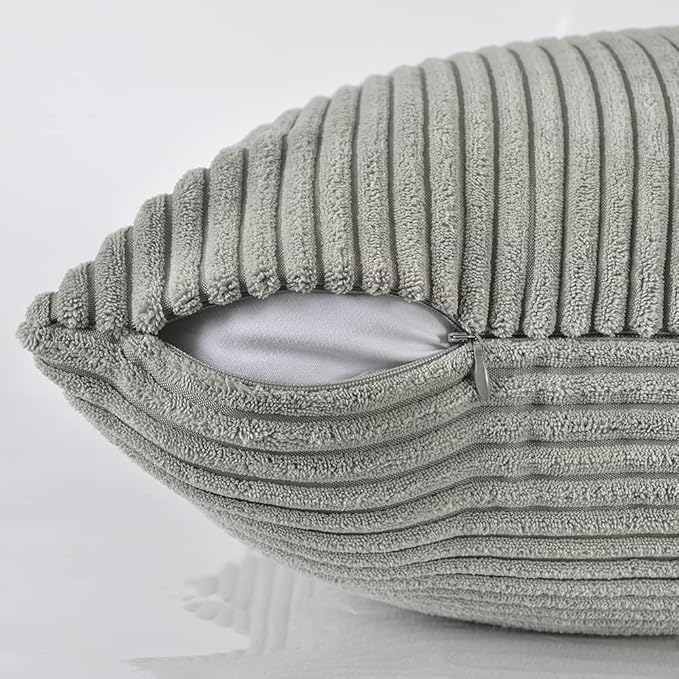 Fancy Homi 2 Packs Grey Decorative Throw Pillow Covers 22x22 Inch for Living Room Couch Bed Sofa, Rustic Farmhouse Boho Home Decor, Soft Corss Corduroy Patchwork Accent Square Cushion Case 55x55 cm