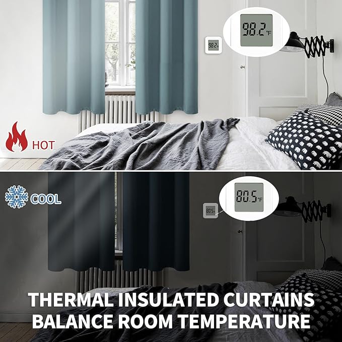 BGment Room Darkening Curtains 95 Inches Long - Grommet Thermal Insulated Drapes Window Treatment Curtains for Bedroom, 2 Panels, 52 x 95 Inch, Stone Blue