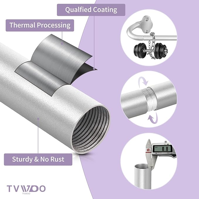 TVWOO Silver Wrap Around Curtain Rods 2Pack:Small Blackout Adjustable Window Curtain Rod for Bedroom Kitchen Apartment Renter Friendly,Room Darkening Curved Drapery Rods Easy Install,Nickel 28-48 Inch