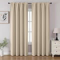 CUCRAF Light Beige Blackout Curtains 54 inch Length 2 Panels Set, Rod Pocket Room Darkening Drapes for Bedroom Living Room, Insulated Thermal Light Blocking Window Curtain (W52 x L54 Inch)