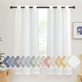 NICETOWN Linen Curtains for Bedroom 63 inch Long, Grommet Semitransparent Flax Sheer Window Curtains & Drapes Privacy with Light Filtering for Living Room, Ivory, 2 Panels, W36 x L63