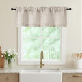 Valances for Windows, Light Filtering Faux Linen Textured Small Short Valance Curtains for Bathroom Basement Farmhouse, Rod Pocket Top Half Curtains for Windows, Linen 52Wx16L Inch