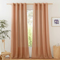 NICETOWN Rustic Linen 132 inch Long Curtains for Living Room, Grommet Privacy Added Thick Linen Weave with Light Filter Window Curtains & Drapes for Bedroom, Burnt Orange, W55 x L132, 2 Panels
