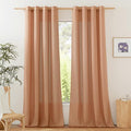 NICETOWN Linen Flax Semi Sheer Curtains 94" Length, Grommet Window Treatments Privacy Added with Light Penetration Vertical Drapes for Loft/Home Office, Burnt Orange, W55 x L94, 2 Panels
