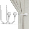 Hion Curtain Holdbacks White 2pcs, Curtain Tiebacks Wall Mounted Curtain Hooks Holders for Drapes