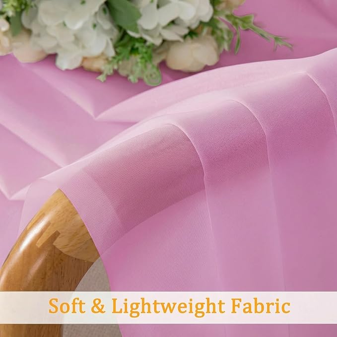 Gwine Sheer Curtains for Living Room 45 inch Length - Light Filtering Voile Window Curtain Panels for Bedroom, Soft Rod Pocket Sheer Curtain Drapes, Each 42Wx45L, 2 Panels, Pink