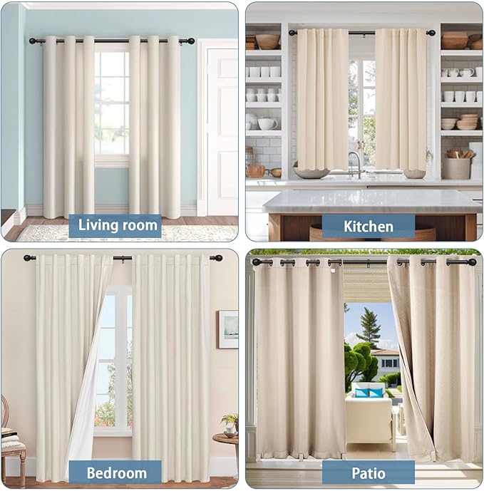 Black Curtain Rods for Windows 28 to 48 Inch,2 Pack 5/8 Inch Diameter Stainless Steel Adjustable Heavy Duty Curtain Rod with Brackets, Easy Installation for Indoor and Outdoor