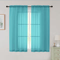 Sheer Turquoise Curtains for Bedroom Living Room 54 Inch Length 2 Panels Set, Solid Soft Airy Light Filtering Window Treatments, Modern Rod Pocket Drapes, Turquoise, 42" Wx54 L Inches