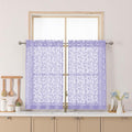 Chyhomenyc Light Purple Sheer Curtains 36 Inch Length, Light Filtering Leaf Tufted Textured Small Kitchen Curtain Over Sink, Short Half Window Curtains for Bathroom Basement, 30" Wx36 L, 2 Panels