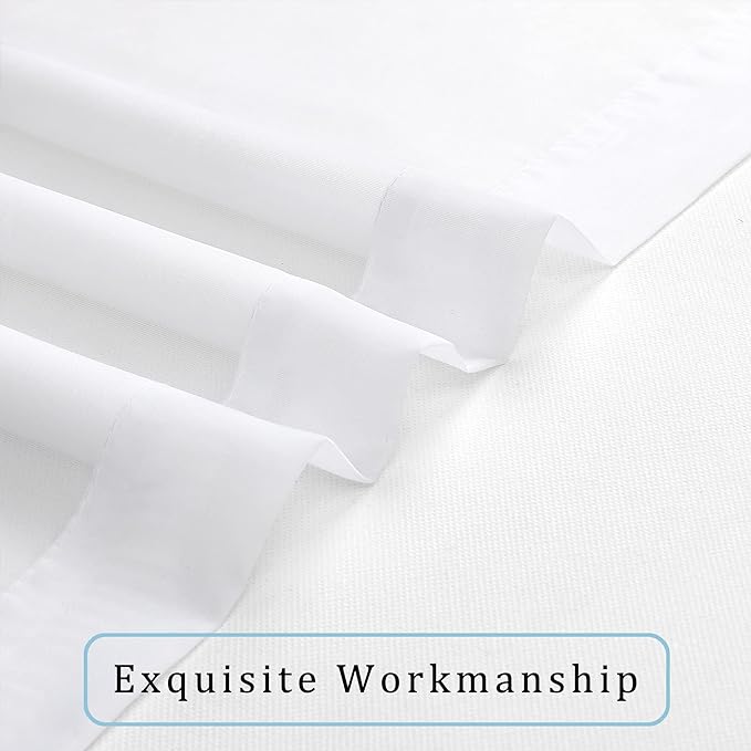 OWENIE White Sheer Curtains, 45 inches Long, 2 Panels, Rod Pocket, Light Filtering, Cafe Curtains for Kitchen, Bedroom, Small Window, 42W x 45L, 100% Polyester