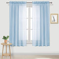 DWCN Sky Blue Sheer Curtains Semi Transparent Voile Rod Pocket Curtains for Bedroom and Living Room, 42 x 63 inches Long, Set of 2 Panels