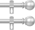Silver Curtain Rods for Windows 28 to 48 Inch, 2 Pack 5/8 Inch Diameter Adjustable Rods With Brackets, Heavy Duty Easy to Install, Suitable for Bedrooms and Outdoor