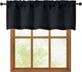 OWENIE Black Valances for Windows 1 Pcs 18 Inch Length, Light Filtering Textured Short Small Valance Curtains for Bathroom Basement Living Room Bedroom, Half Window Curtains Over Sink, 52" Wx18 L
