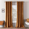 MIULEE Velvet Curtains Gold Brown Elegant Grommet Curtains Thermal Insulated Soundproof Room Darkening Curtains/Drapes for Fall Living Room Bedroom Decor 52 x 90 Inch Set of 2, Pumpkin Brown