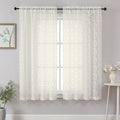 Chyhomenyc Ivory Sheer Curtains 63 Inch Length 2 Panels Set, Light Filtering Tufted Textured Soft Airy Rod Pocket Beautiful Leaf Window Treatment Drapes for Bedroom Living Room, 42" Wx63 L, 2PCS
