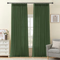 IVAPUPU 96 Inch Linen Curtains for Living Room, Pinch Pleated Semi Sheer Curtain Light Filtering Modern Memory Trained Back Tab Drapes with Hook for Bedroom Farmhouse, Olive Green, W40xL96, 2 Panel