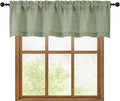 OWENIE Sage Green Valances for Windows 1 Pcs, Light Filtering Textured Farmhouse Short Small Valance Curtains for Bathroom Basement Bedroom, Rod Pocket Half Curtains Over Sink, 60Wx14L Inch