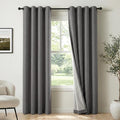 100% Blackout Shield Linen Blackout Curtains for Bedroom, Dark Gray Grommet Curtains for Living Room, Thermal Insulated Room Darkening Drapes for Nursery, Boho Home Decor, 50" W x 63" L, 2 Panels