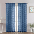 Chyhomenyc Dusty Blue Sheer Curtains 72 Inches Long 2 Panels Set, Light Filtering Tufted Textured Soft Airy Rod Pocket Elegant Leaf Window Treatment Drapes for Bedroom Living Room, 42" Wx72 L, 2PCS
