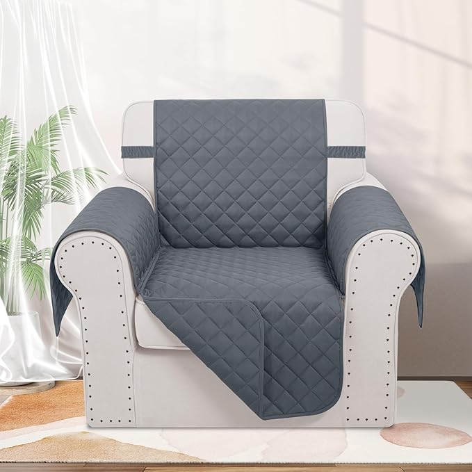 Recliner Chair Covers Reversible Sofa Cover Couch Cover for Pets Lazy Boy Furniture Protector(23''Chair,Dark Blue/Dark Blue)