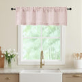 Valances for Windows, Light Filtering Faux Linen Textured Small Short Window Curtain for Bathroom Basement Farmhouse, Rod Pocket Top Half Curtains for Windows, Blush Pink 52Wx14L Inch