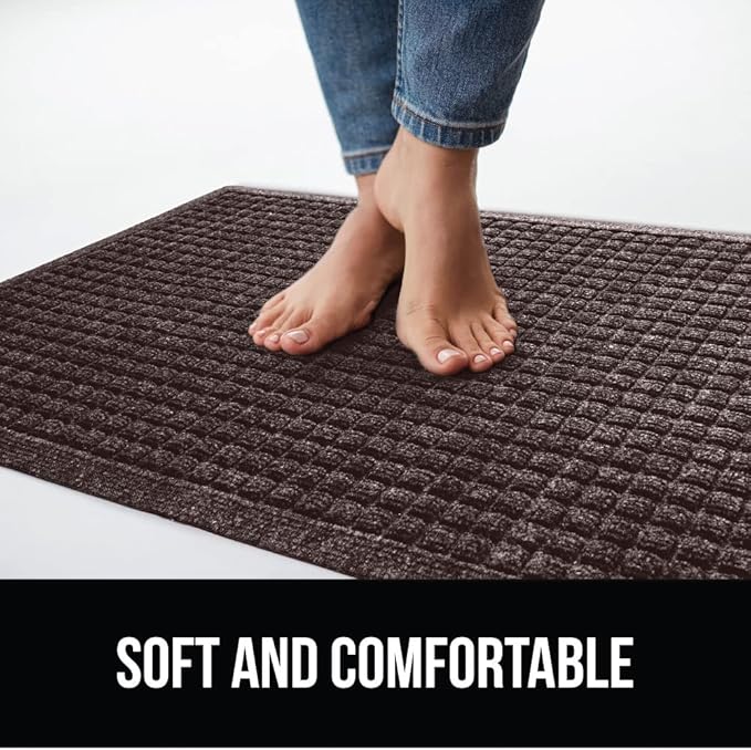 GORILLA GRIP® Ultra Absorbent Front Door Mat Outside Entrance, 47x35, Traps Dirt and Moisture, HydroABSORB Indoor Outdoor Doormat Holds Up to 6 Cups Water, Stain and Fade Resistant Welcome Mat, Coffee