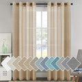 H.VERSAILTEX Linen Curtains Flax Linen Blended Curtain Panels for Living Room/Bedroom Semi Sheer Privacy Curtains 96 inch Length 2 Panels Set Nickel Grommet Window Drapes, Taffy