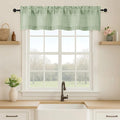 OVZME Valance for Windows, Light Filtering Faux Linen Textured Small Short Valance Kitchen Curtain, Dual Rod Pocket Top Short Window Curtain for Bathroom Basement Farmhouse, 52Wx12L Inch, Sage Green