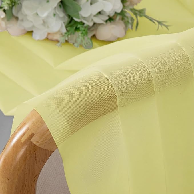OWENIE Sheer Curtains 84 inches Long 2 Panels Set for Living Room/Bedroom, Rod Pocket Voile Sheer Panel Drapes, Airy Soft Fabric Window Treatments, 2pcs, Each 42" W x 84" L, Light Yellow