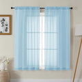 Gwine Sky Blue Sheer Curtains 63 Inch Length for Living Room 2 Panels, Light Filtering Rod Pocket Window Curtain Treatment for Bedroom, Voile Elegant Sheer Drapes，Each 42" Wx63 L, Sky Blue